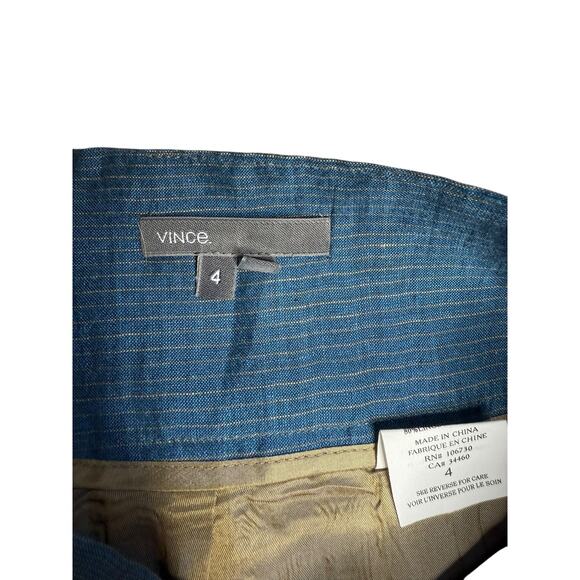 Vince Linen Ombre Pencil Skirt Blue and Tan with pinstripes Size 4 Retail $188 - Picture 4 of 6